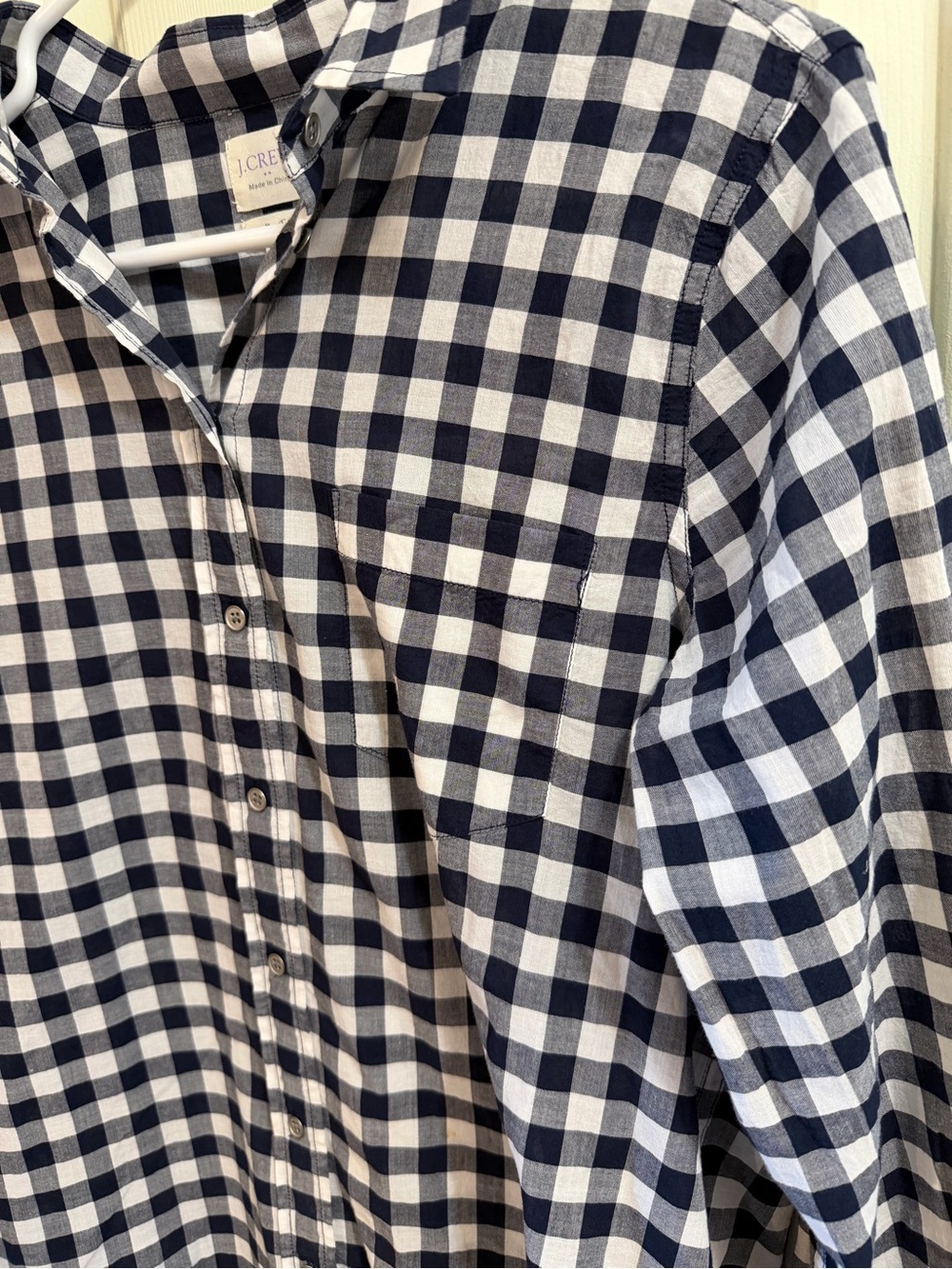 J. Crew Blue and White 100% Cotton Gingham Long Sleeve Shirt | Preppy | LP - Picture 3 of 6